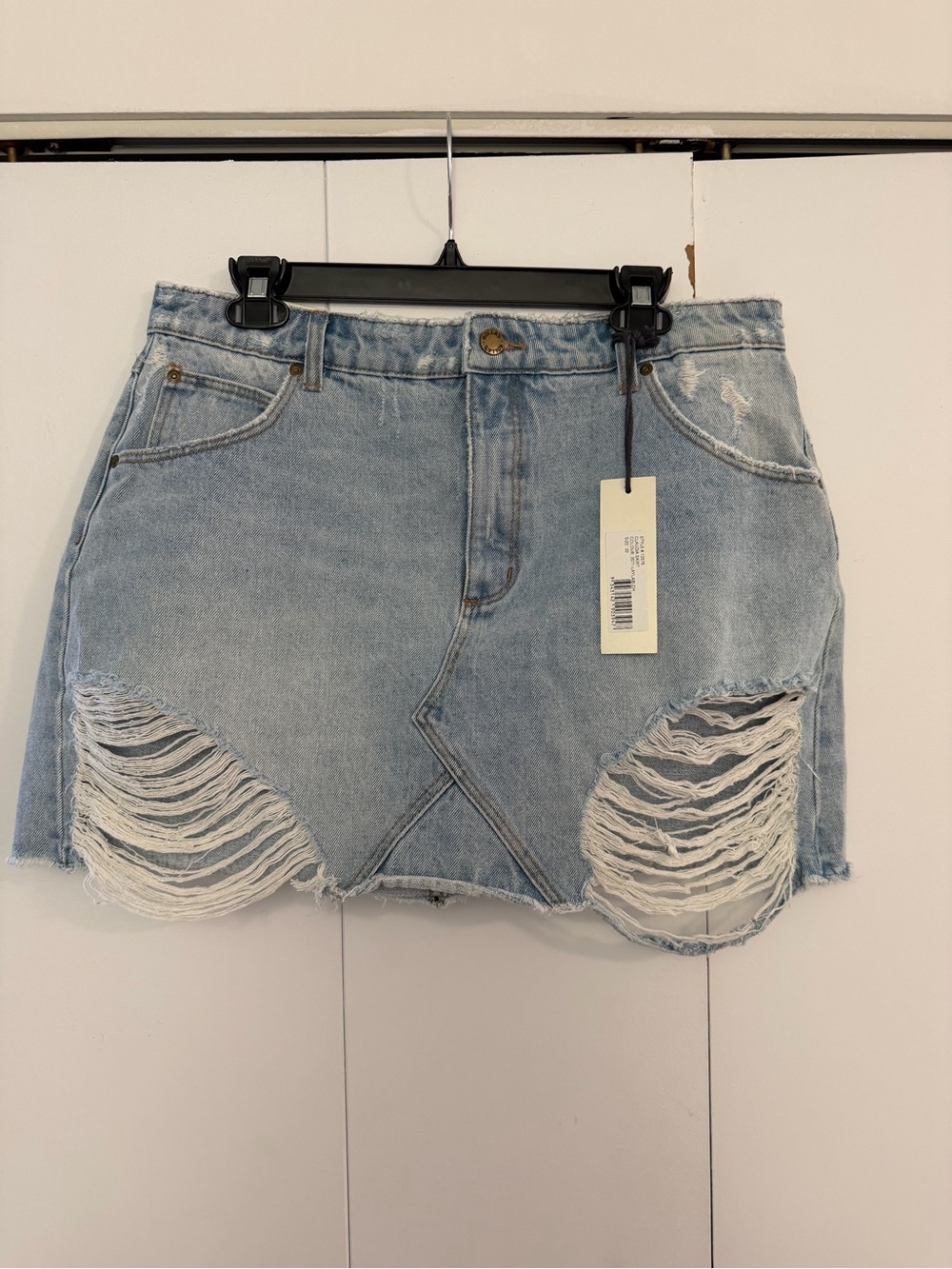 ROLLA'S Light Blue Distressed Denim Mini Skirt